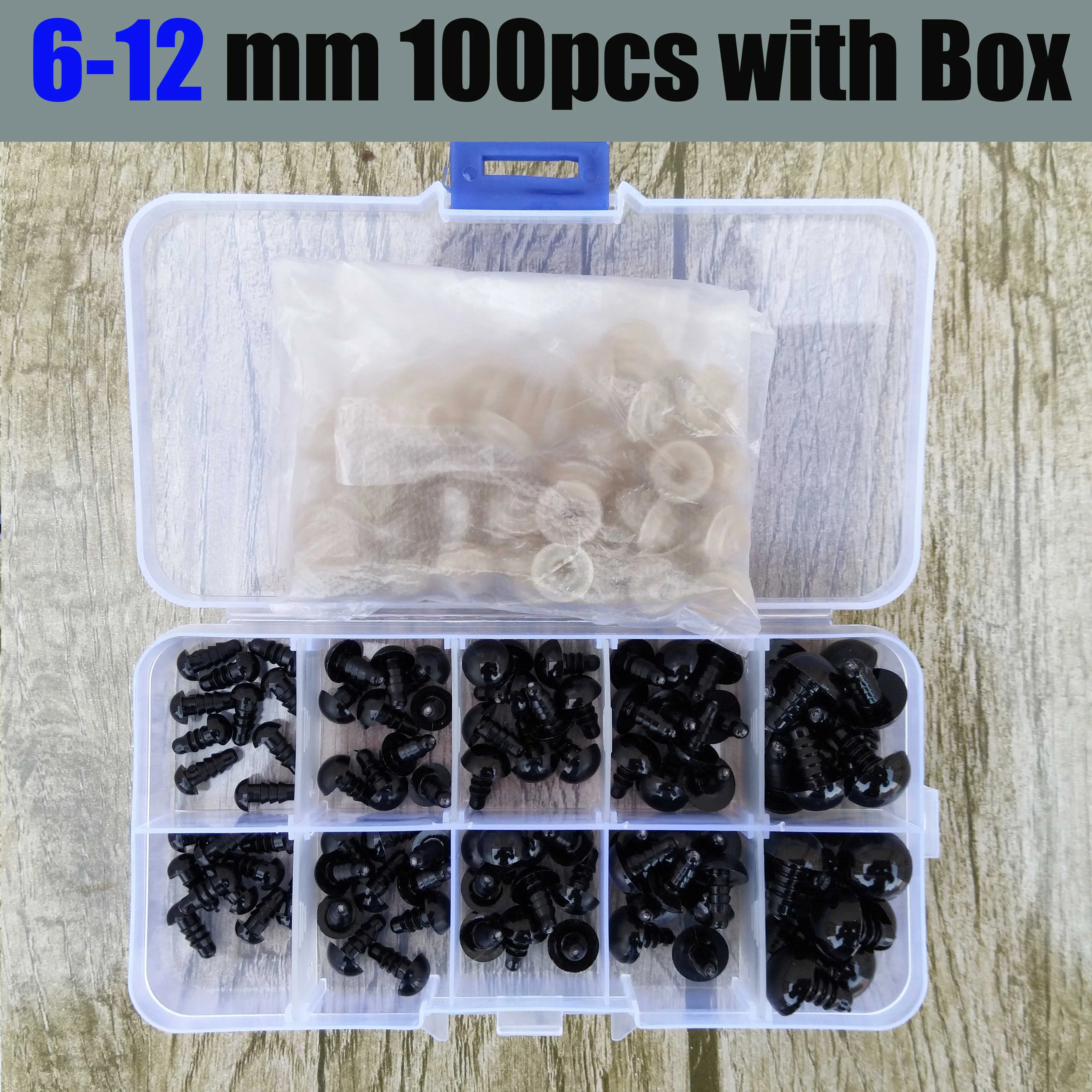 100pcs Black Plastic Diy Kit Crafts Soft Toy Eye 6/8/12mm Toy Eyes Doll Accessories button stuffed toys
