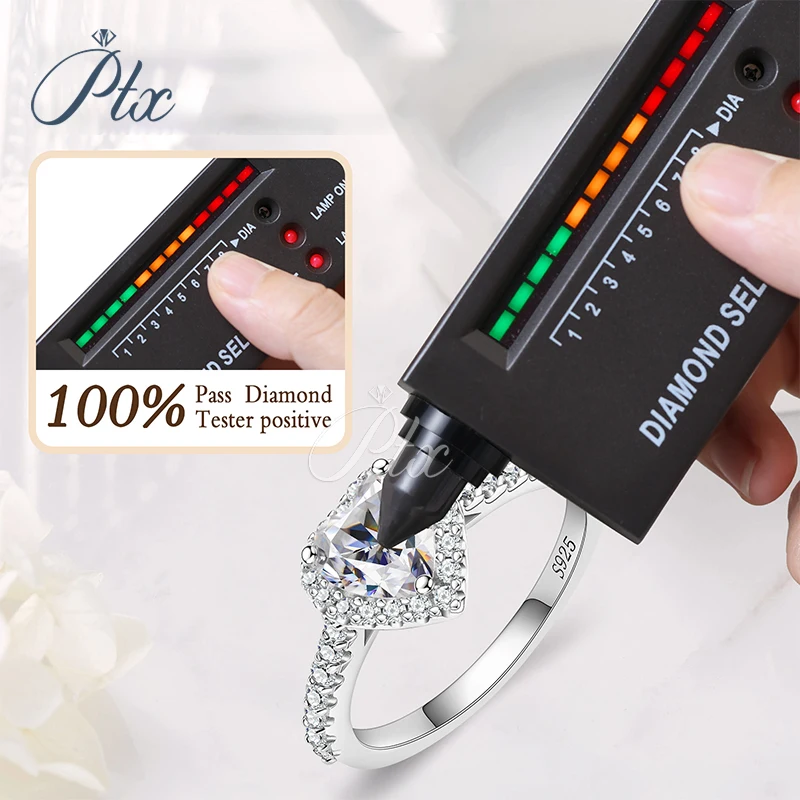 Heart shape halo design 1 carat 925 silver material VVS diamond women moissanite ring