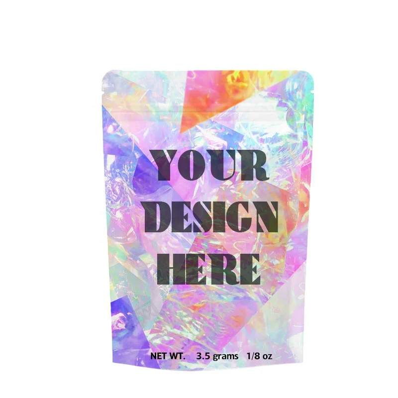 Digital Printing Heat Seal Holographic Foil Smell Proof Mylar Bag Cigar Packaging Zip Bags Ziplock Tobacco leaf Pouch