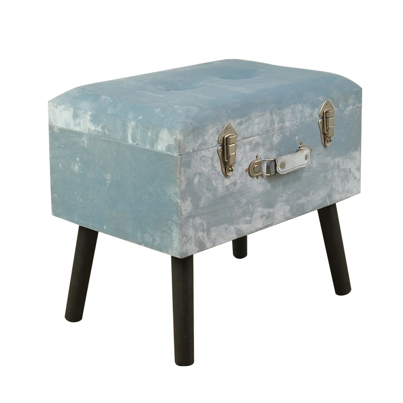 
Flannel sponge stool box chest wooden storage stool with removable wooden legs 