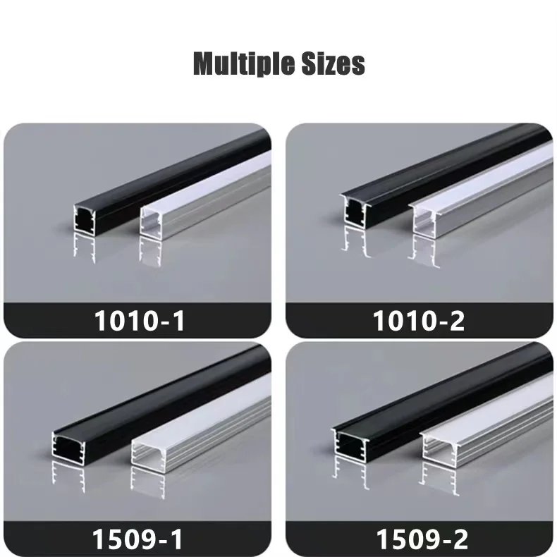 Hard LED Strip Light 5mm 8mm 10mm 12mm 20cm 15cm Stair Light AL Alloy Heatsink Flat Shell Silver Black PC Cover Aluminum Profile