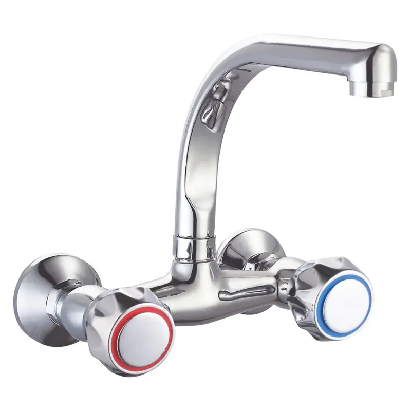 Kitchen Faucet factory direct sell double handle wall sink mixer