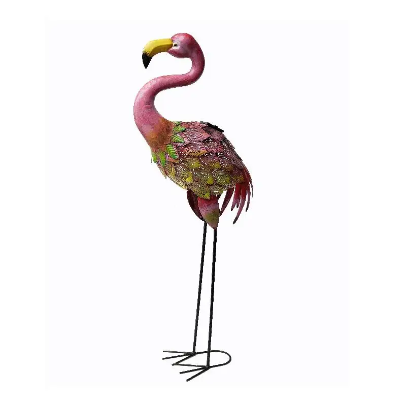 Decorative Solar flamingo Decoration With LED Light For Garden metal decoration Customized Outdoor Color Ornaments