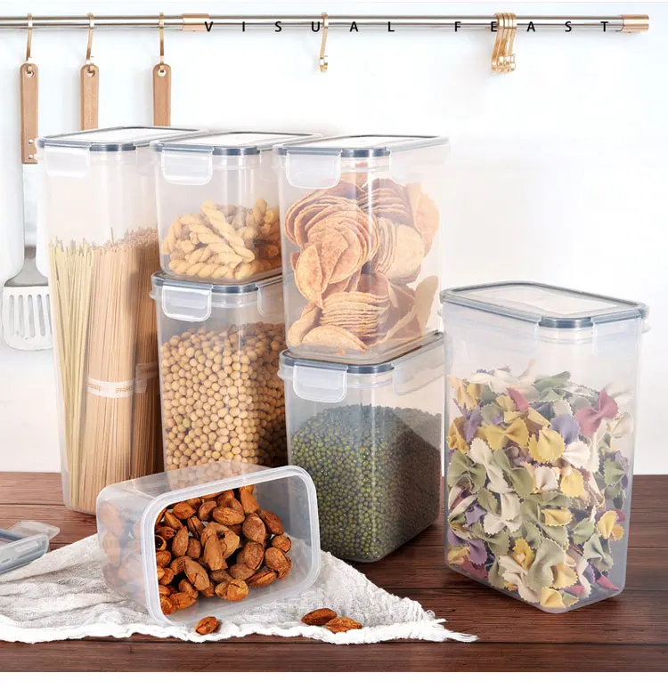Plastic Stackable Food Storage Kitchen Sealed Plastic Jar Box Multigrain Tank Bottle Dried Fruit For Sugar Candy Containers