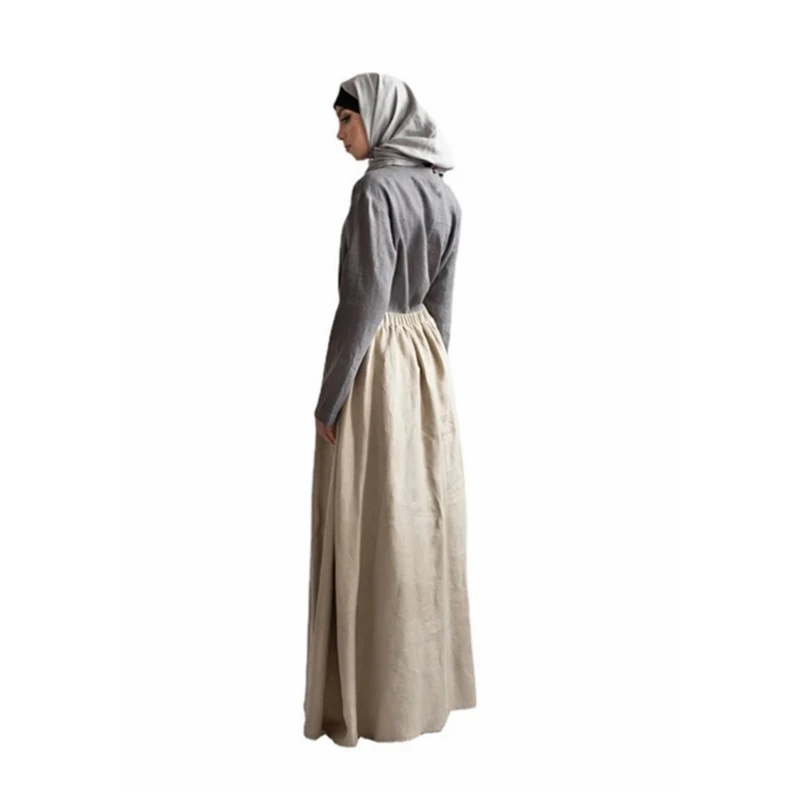 Women Hijab Skirt Flax Islamic Clothing Pure Linen Muslim Clothes