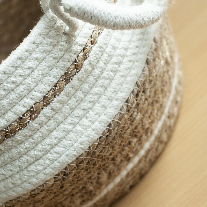 Custom round 2023 cotton woven seagrass basket wicker picnic storage rattan baskets