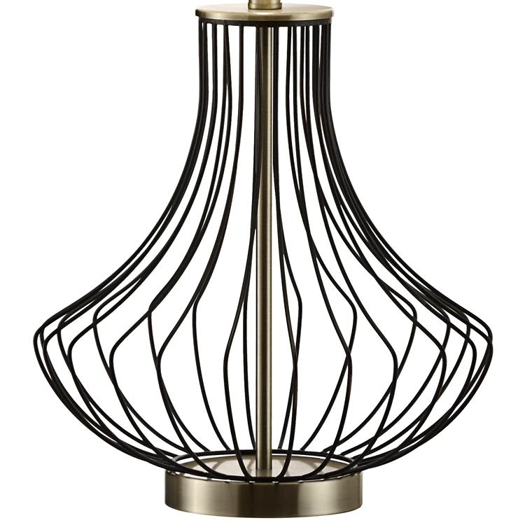 promotion home living room bedroom decorative vintage black metal wire bedside table lamp