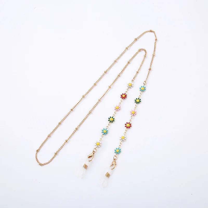 New Sunglass Frames String Strap Metal Eyeglass Retainer Eyewear Holder Fashionable Pearl Flower Metal Glasses Chain for Women