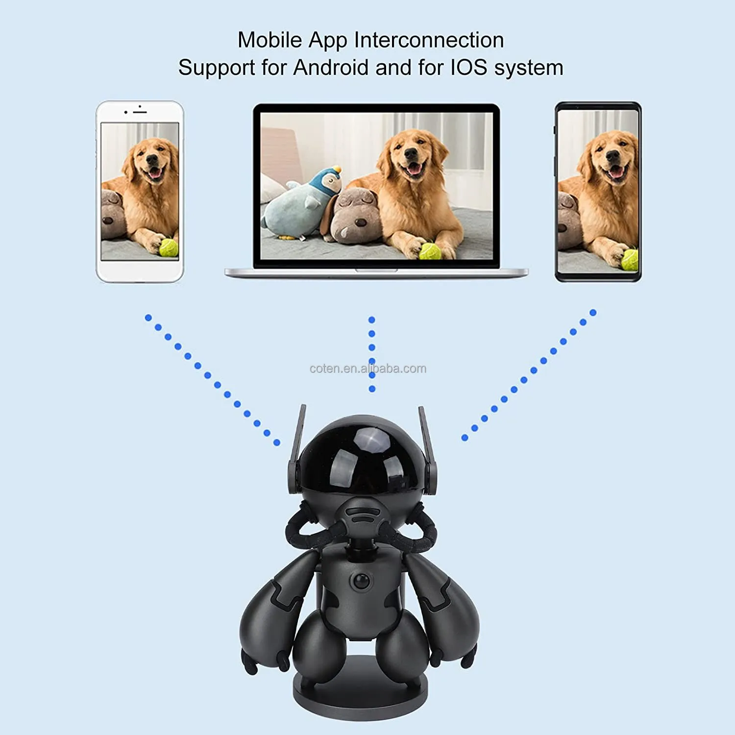 1080P Indoor WiFi Dog Camera Baby Monitor Cute Robot Shape with Motion Detection, IR Night Vision, 2 Way Voice, APP Control,