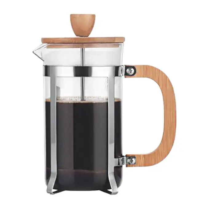 Multi-purpose French Press Coffee Maker Heat Resistance Glass Coffee Pot with Filter Bamboo Lid