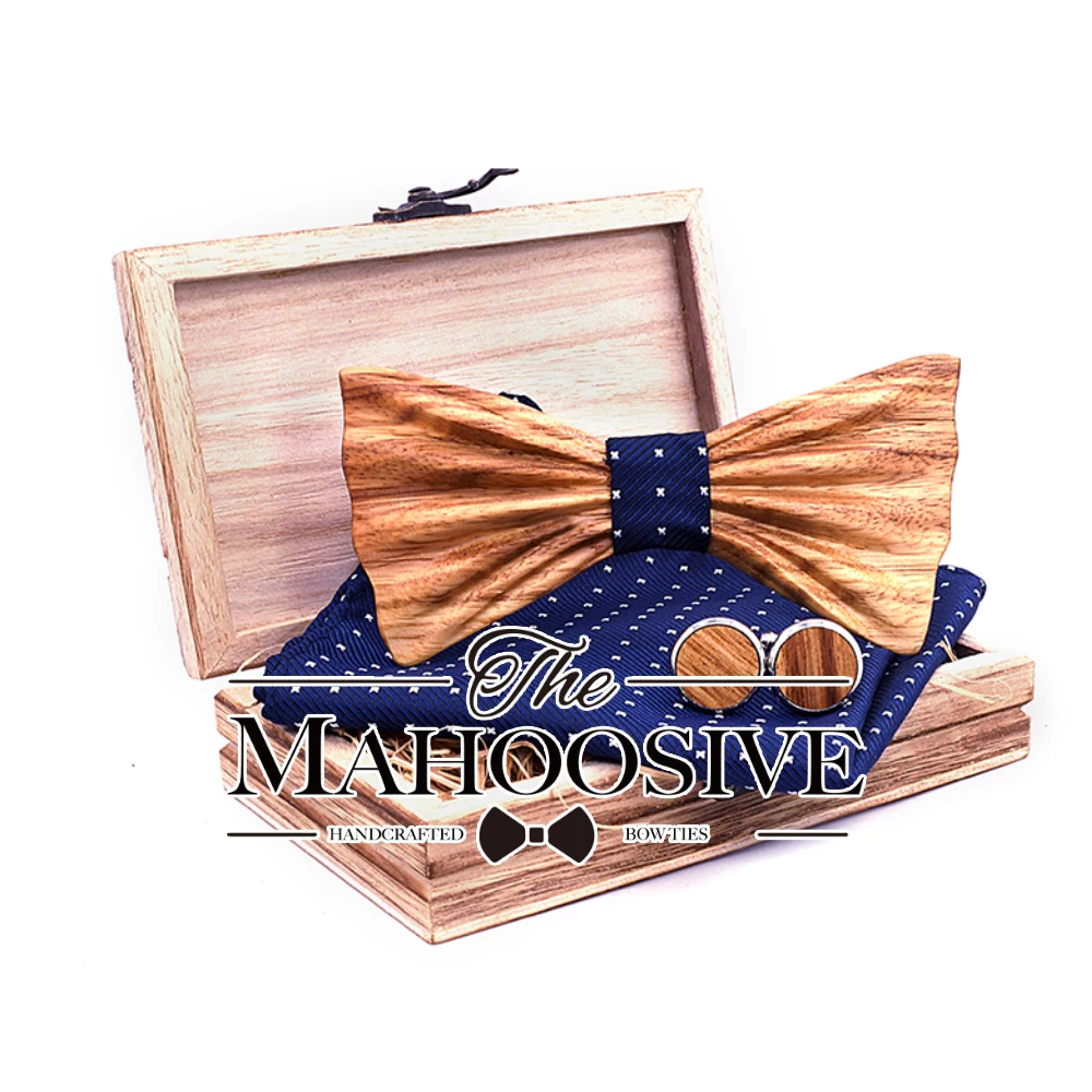 Деревянный галстук-бабочка, запонки, набор с зеброй, мужской галстук-бабочка в клетку в горошек, деревянный дизайн с коробками, модная новинка, галстук