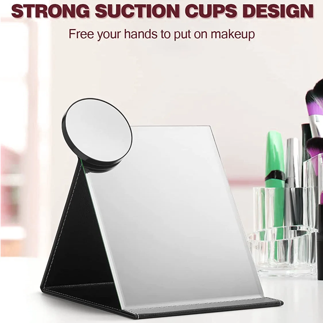 Hot Sale 10X 20X Magnifiers Pocket Mirror 2 Suction Cups Portable Cosmetic Magnifying Glass Travel Makeup Mirror Set