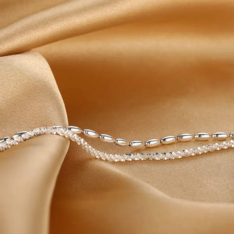 Light Luxury High end 925 Pure Silver Full Sky Star Bean Double layered Layered Bracelet
