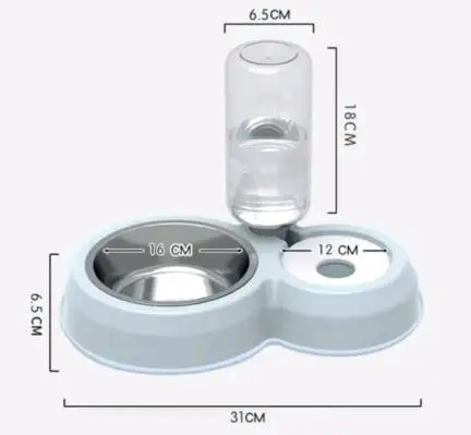 Stainless Steel Dog Food Bowl Cat Water Dispenser Double Automatic Pet Feeder