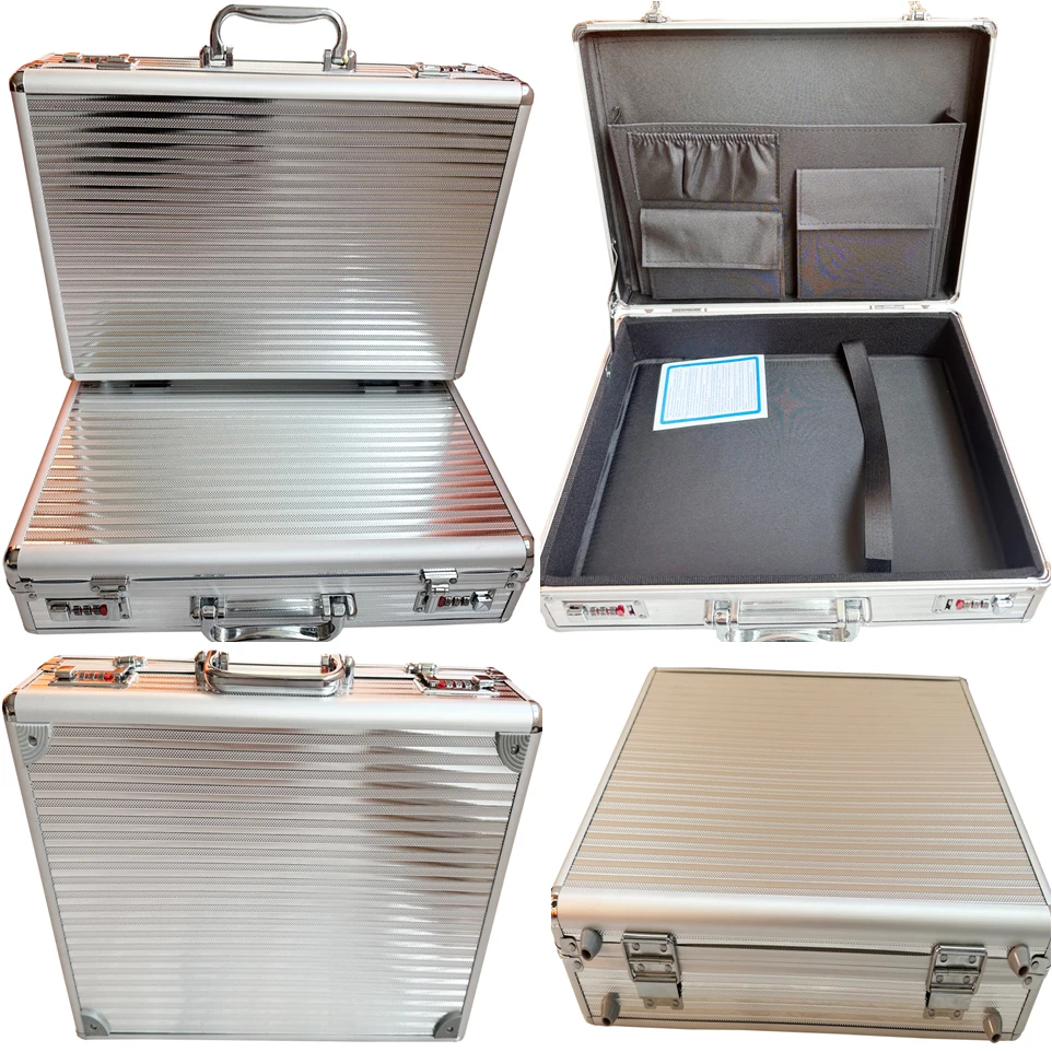 Серо-серебристый кейс для ноутбука атташе переносной портфель мужские алюминиевые коробки