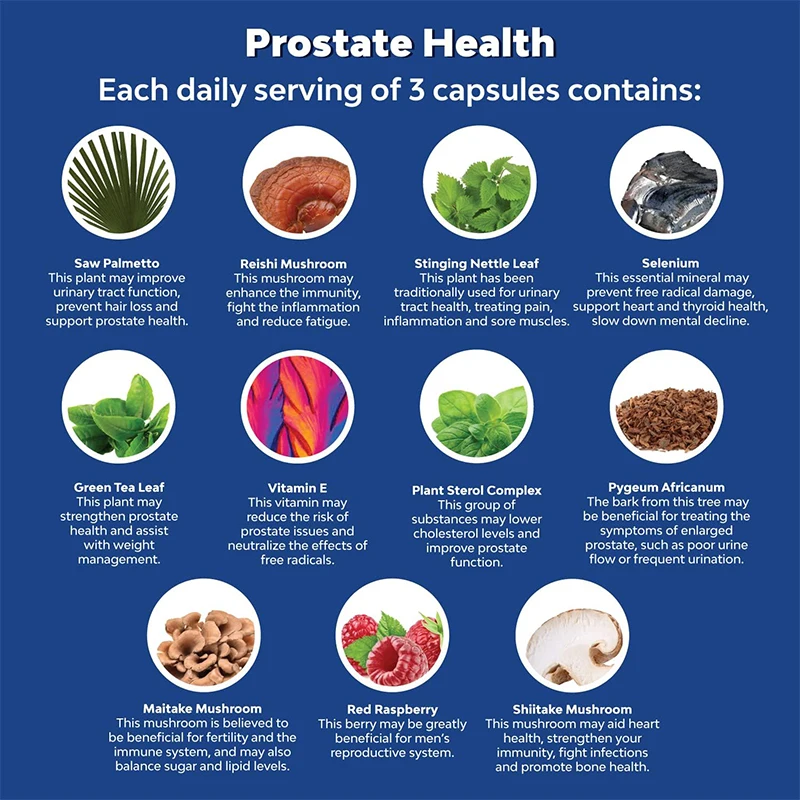 90 Capsules Advanced  Herbal Prostate Health Supplements for Men with Beta Sitosterol Selenium Pygeum and Saw Palmetto