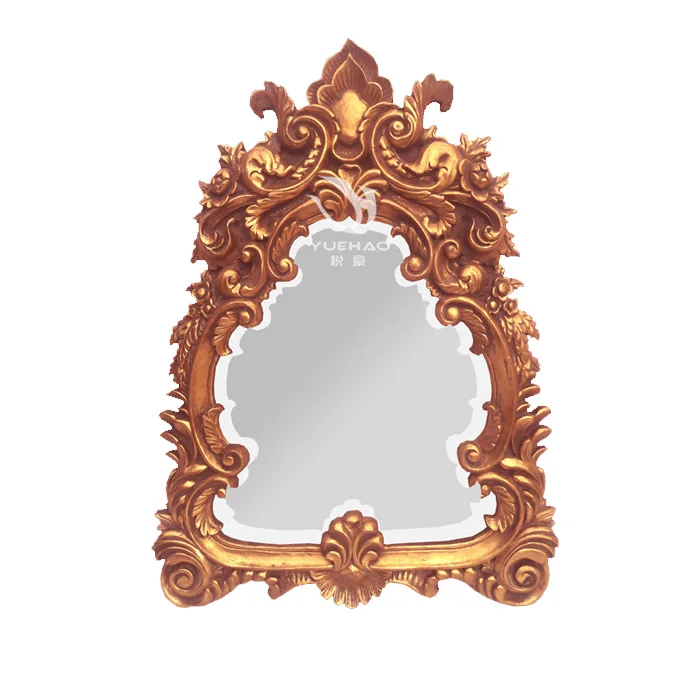 Vintage Photo Mirror Frame Resin Picture Frame with Baroque Style Retro Gold Carve Patterns Home Decor Wholesale Framed Mirror