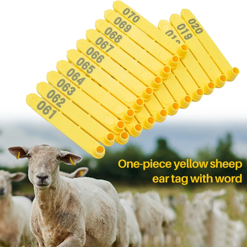 Strip Shape Livestock Sheep Goat Tags Laser Printer Yellow color  Sheep Goat Ear Tracking Tag with Number