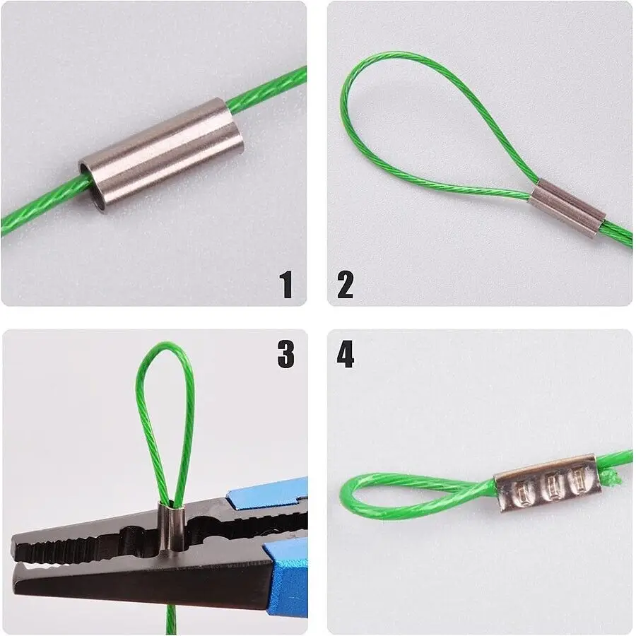 DORISEA 8mm Length Double Barrel Fishing Crimp Sleeves Copper Tube Connector Tool Size 0.6-2.2mm