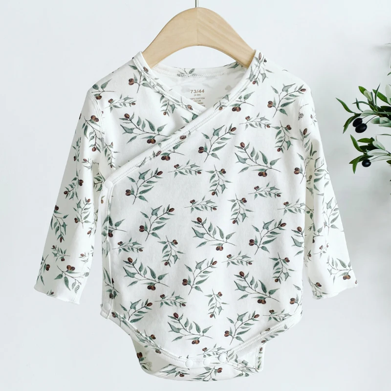 
AustinBella 2021 new arrival baby clothes wholesale boutique baby organic cotton kimono wrap bodysuit baby girls clothes 
