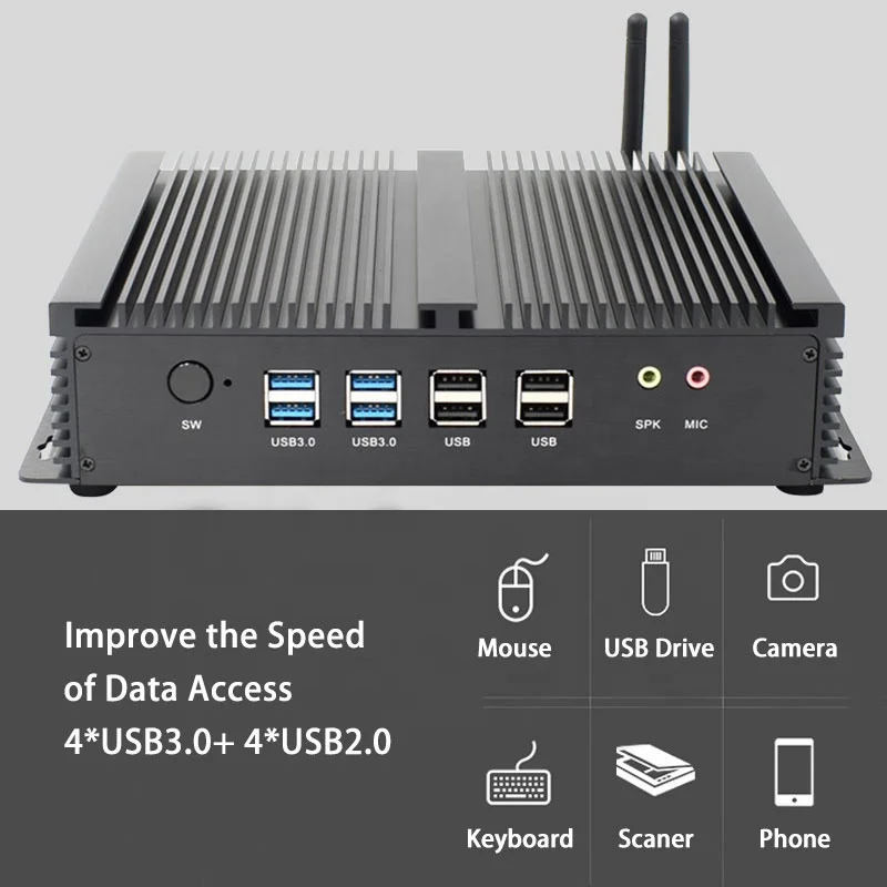 Dustproof 7*24 Industrial Computer Intel Core i7 4500U Fanless 6*COM 8GB RAM Dual Lan Industrial Mini PC