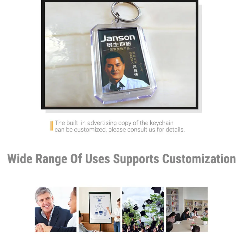 Wholesale octagonal blank acrylic picture frame keychain diy creative open lid transparent keychain