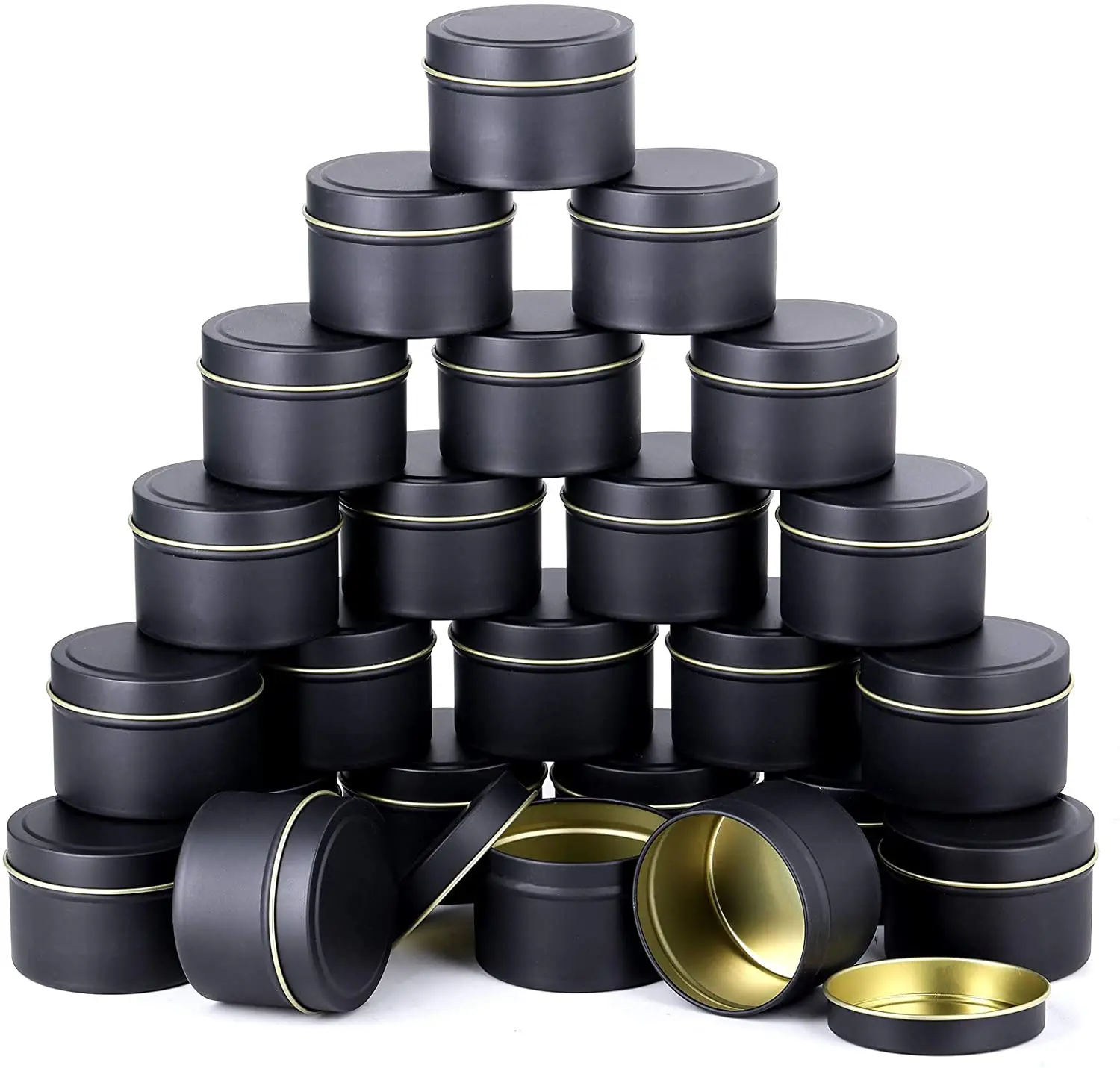Wholesale Round Small 15g 1oz 2oz 4 oz 8oz Black Aluminium Metal Gold Containers Candle Tins Cans for Candle Making