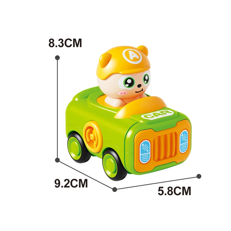 QS High Quality Kids Cartoon Mini Press Sliding Car Toys Plastic Cute Expression Pressing Forward Vehicle Toys For Children Gift