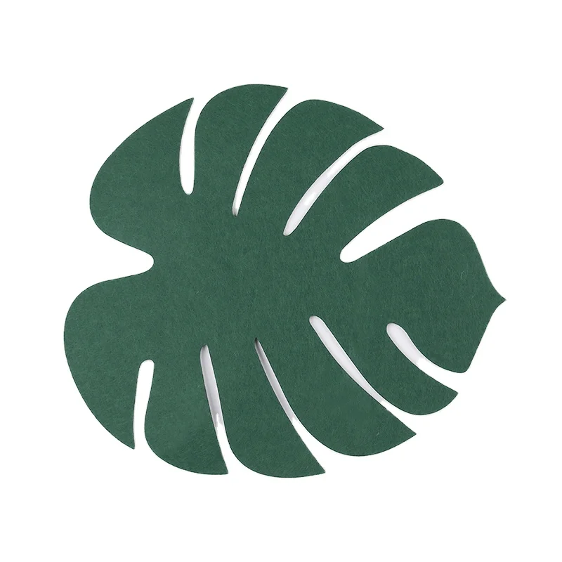 2024 christmas new die out leaf shape felt placemat for party decoration