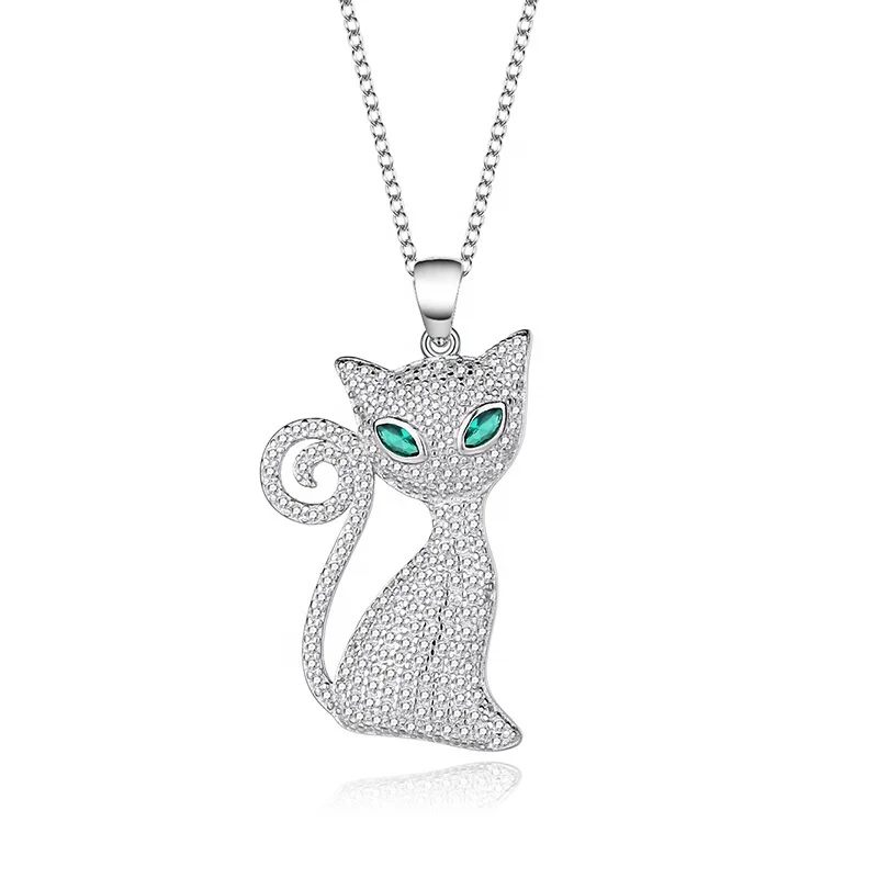 Ожерелье с кошкой из серебра 925 пробы