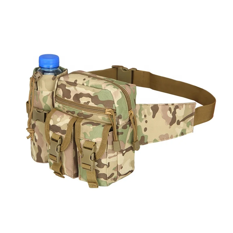 Zipper Oxford Camouflage Messenger Survival Tool Chest Bag Outdoor Sports Waist Purses For Men With Bottle Holder