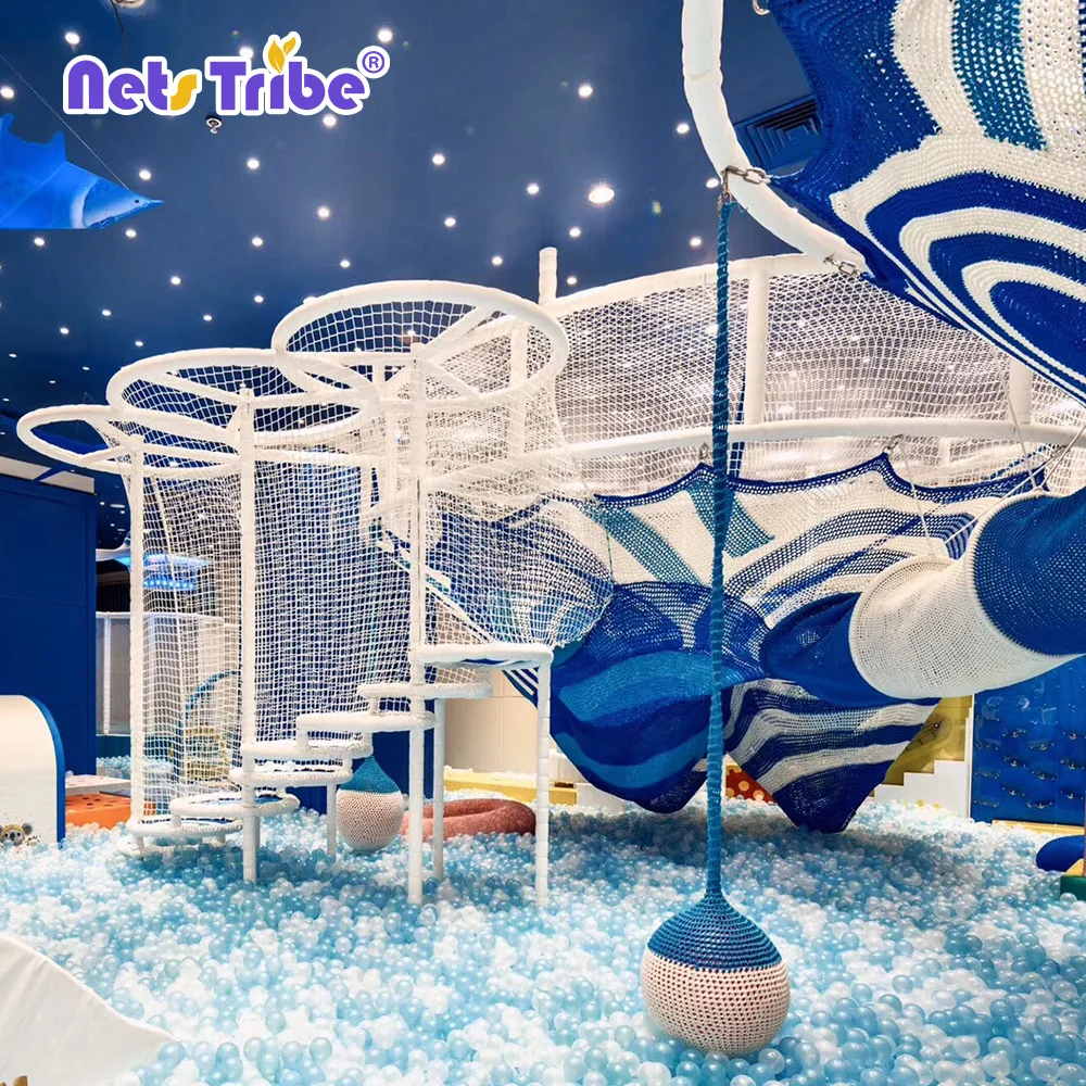 Вязаная крючком веревка ручной работы, скалолазающая сетка, крытая игровая площадка для детей, оборудование для развлечений, покрывает батут и горки