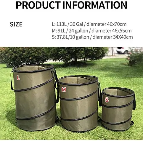 Pop Up Collapsible Garden Bag Garage Storage Can Leaf Waste Bag Yard Lawn Garden Bag