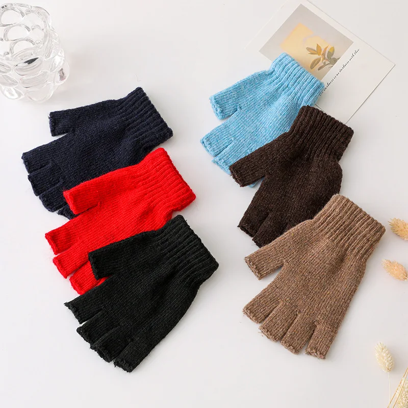 Fashion Unisex Knitted Stretch Elastic Warm Half Finger Fingerless Gloves Men Women Glove For Winter New Arrival
