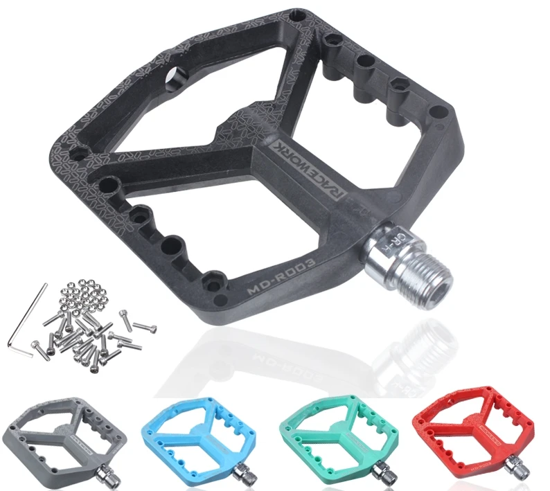 RACEWORK bicycle pedal nylon fiber Peilin mountain bike pedal dead fly bearing wide-faced pedal