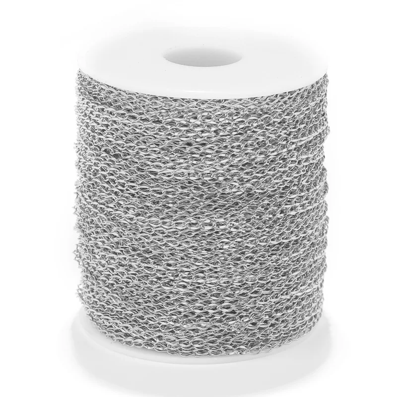 wholesale 2.5 mm width twisted extension chain jewelry making stainless steel PVD gold tail chain