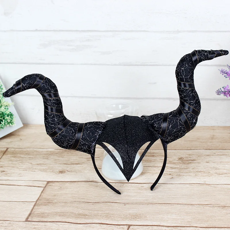 Horn Headband Black Party Horns Headpiece Halloween Cosplay Party Headband Costume Accessory For Women Adult