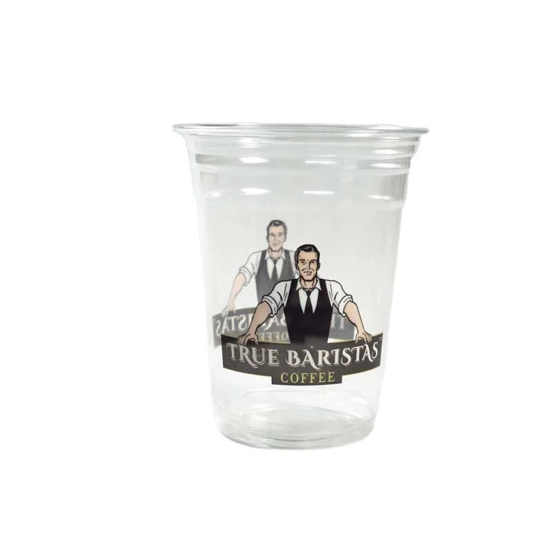 Custom logo printed clear 12, 16, 20, 24oz PP PET cup transparent disposable plastic cup with lid