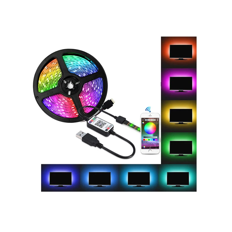 Студийный свет Usb огни Tuya Wi-Fi Rgb полосы Dc5v 5050 Smart Led ТВ заднего освещения вок с Philips Alexa Google Home