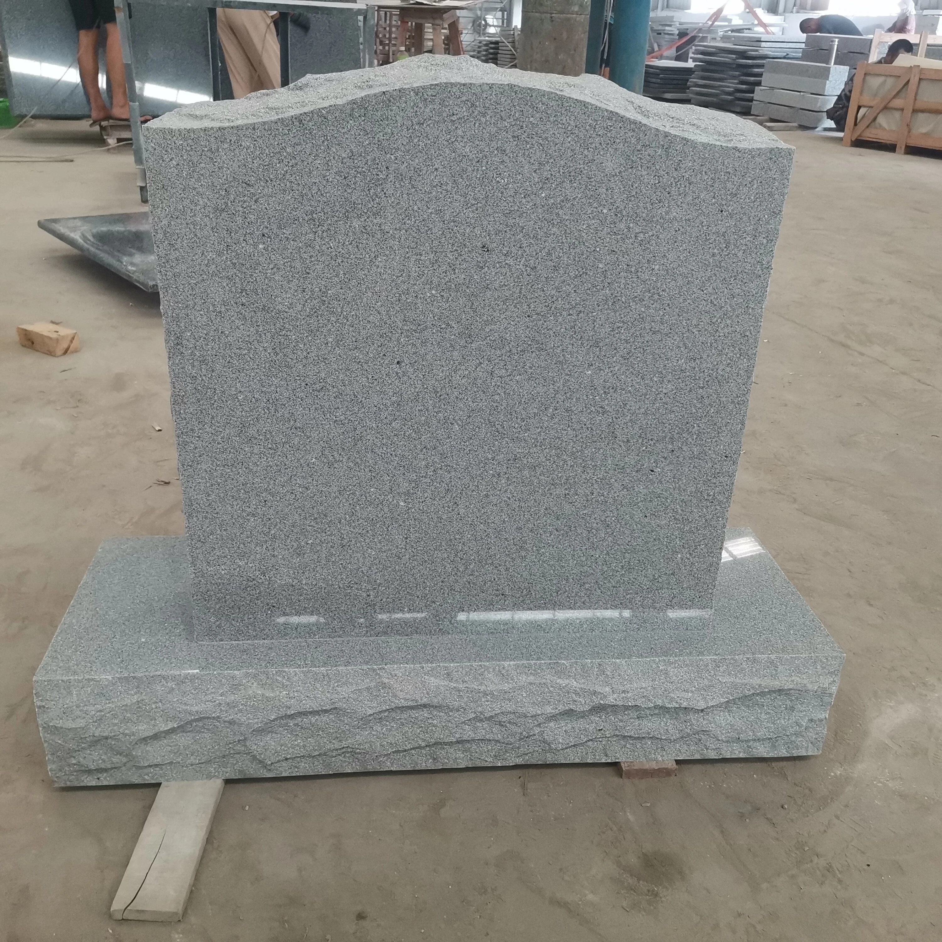 Light Grey Granite Upright Headstone G633 Serp Top Monument America Style