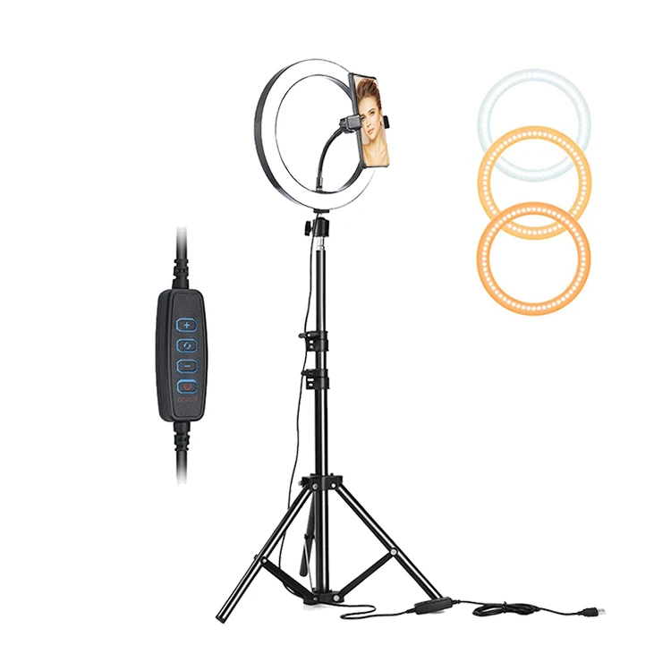 Светодиодный кольцевой светильник High Cri 2700-5500k для наружной камеры, фото, Youtube, студийной видеосъемки, 10 дюймов, освещение tik tok sefile, лампа для макияжа с T