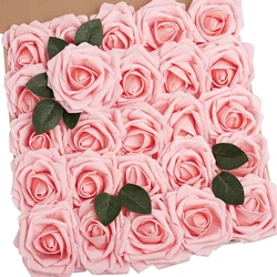 MACTING 25pcs 3.74inch DIY Large Artificial Foam Pink Roses Plastic Eternal Flower Preserved Flowers & Plants 23 Cm/9 Inch