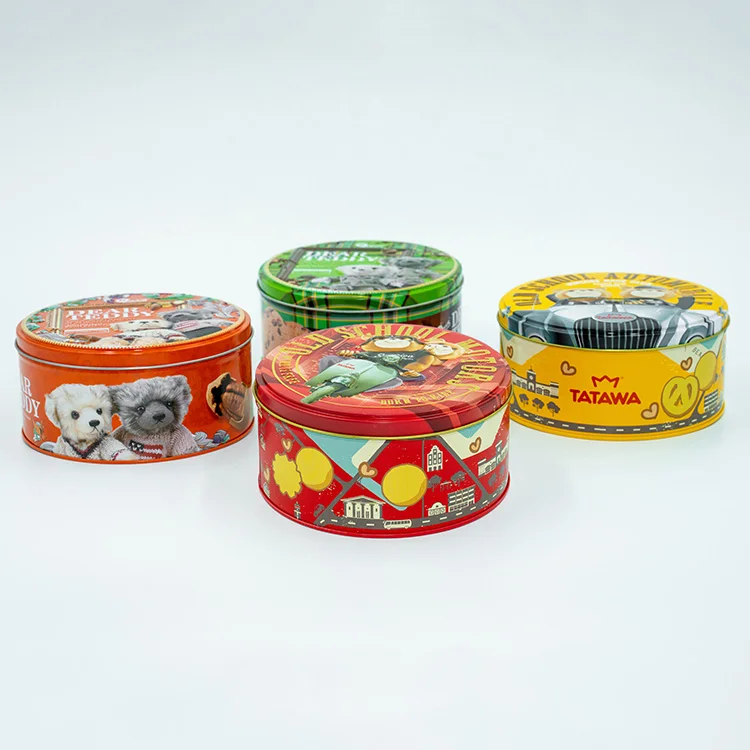 
Custom Food Saft Metal Round Tin Can For Cookies Biscuit Candy Packaging 