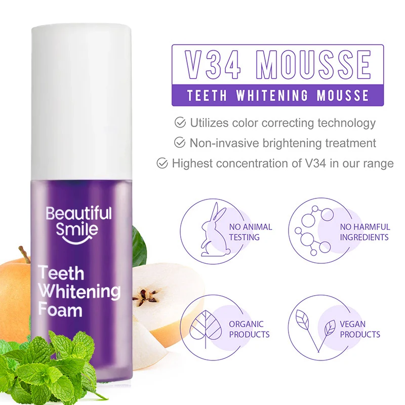 Wholesale Private Label Teeth Whitening Dental Expert Home Organic V34 Colour Correct PurpleToothpaste