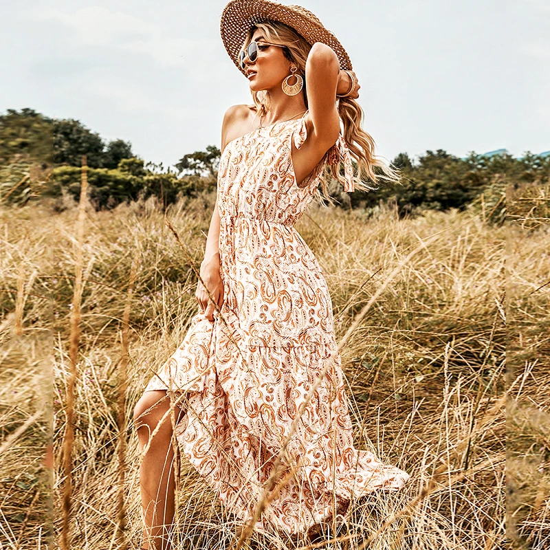 Fashion Print  Lady Off Shoulder Dress Casual Dress Women Summer Sexy Dress