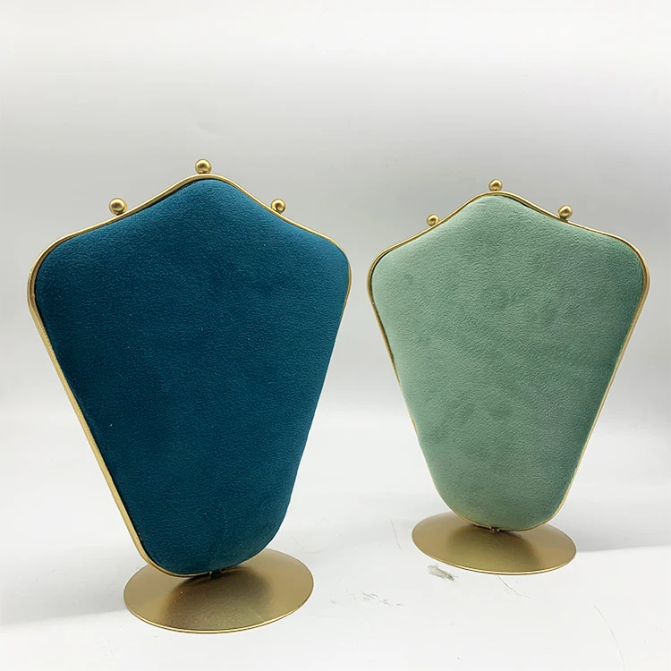In Stock Green Blue Suede Jewelry Bust Rack Holder Necklace Display Bust Mannequin Stand