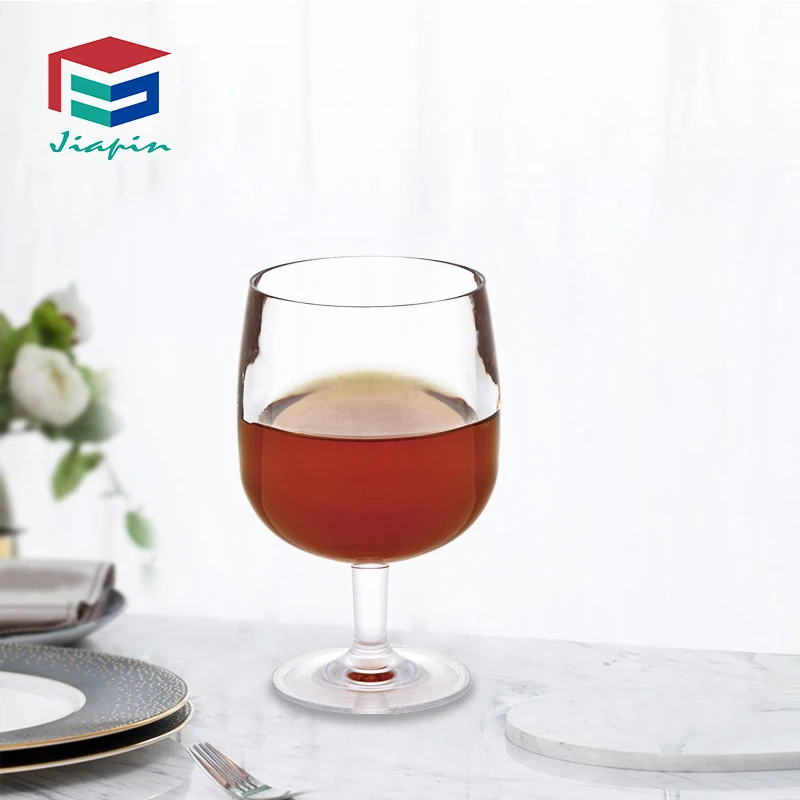 Stackable Picnic Drinking Cup decorative Transparent 16 oz with stem SAN 7OZ plastic wine glasses