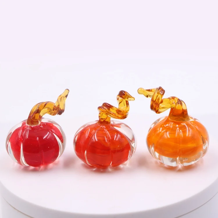Big Size Mixed Murano Lampwork Glass Halloween Pumpkin Figurine