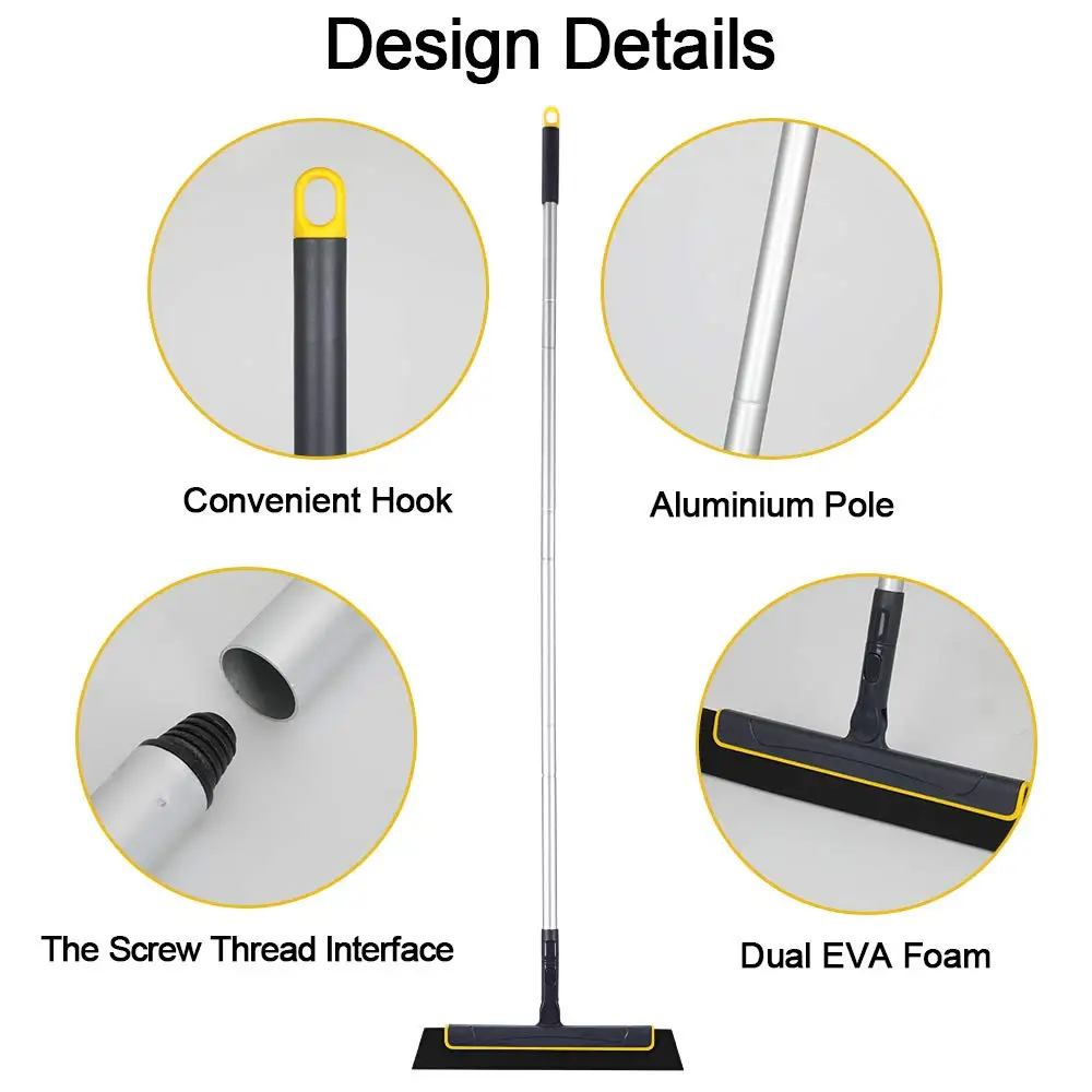 Floor Squeegee Broom Perfect for Shower Bathroom Kitchen Home Tile Pet Hair Fur Floor Marble Glass Window Water Foam