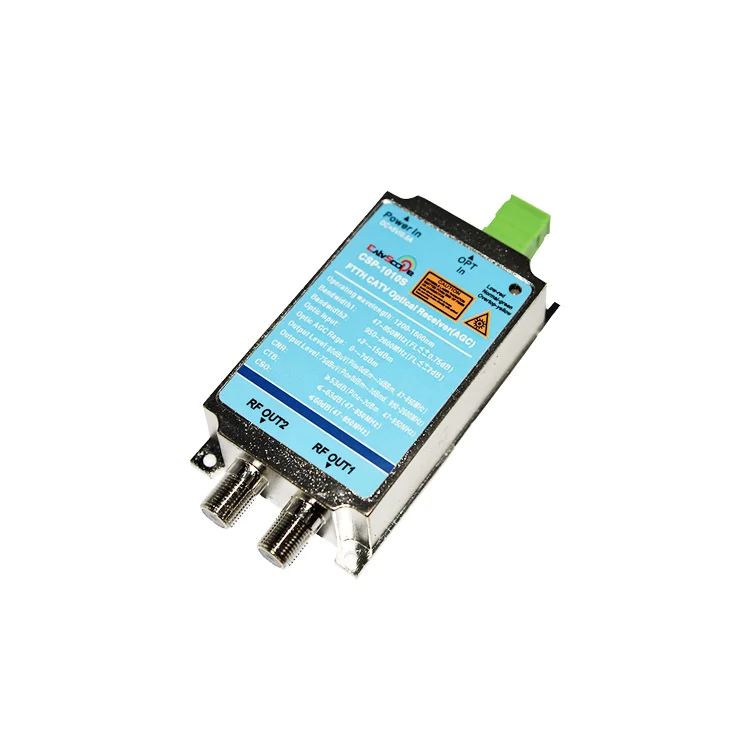 FTTH Catvscope 1550nm Satellite CATV Indoor Micro Fiber Optical Receiver 47-2600MHz 1Way Optical Input 2 Ways RF Outputs